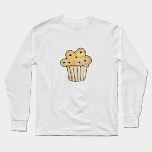 Muffin Watercolor Seamless Pattern Long Sleeve T-Shirt